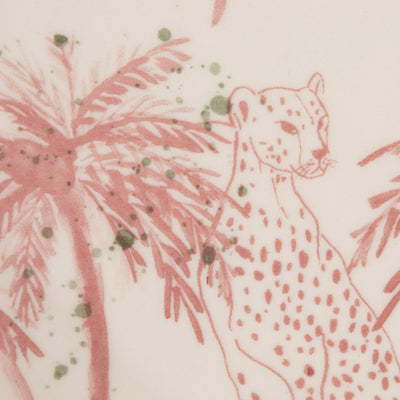 Octagon Shaped Platter wPalm Trees Animals Bamboo