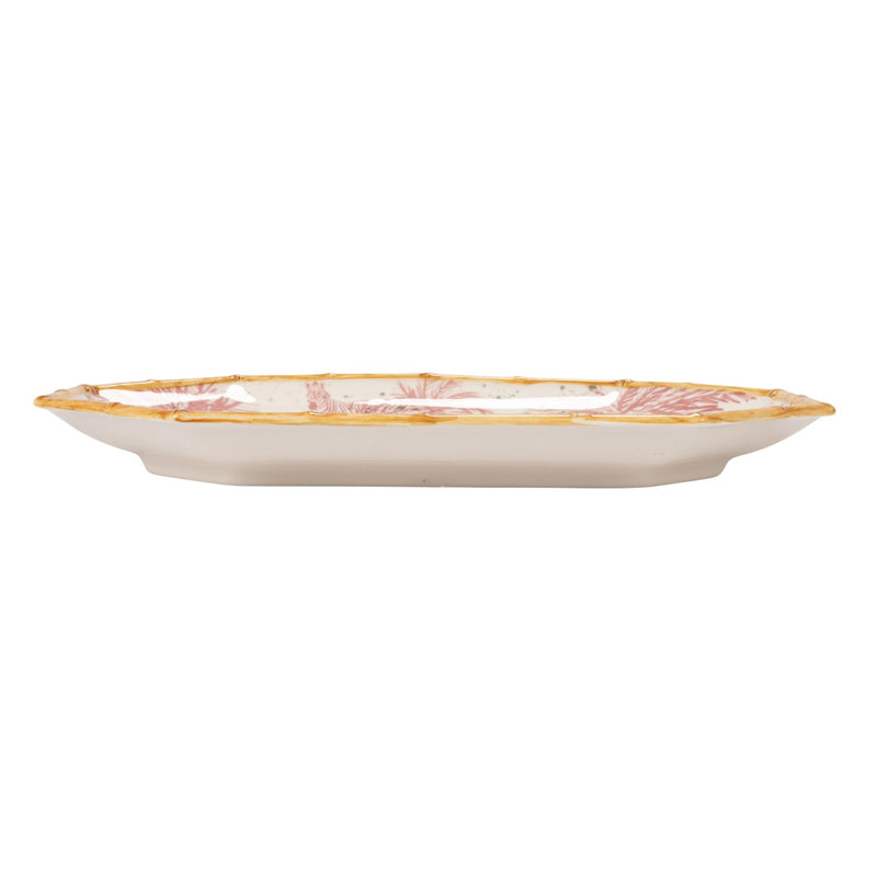 Octagon Shaped Platter wPalm Trees Animals Bamboo