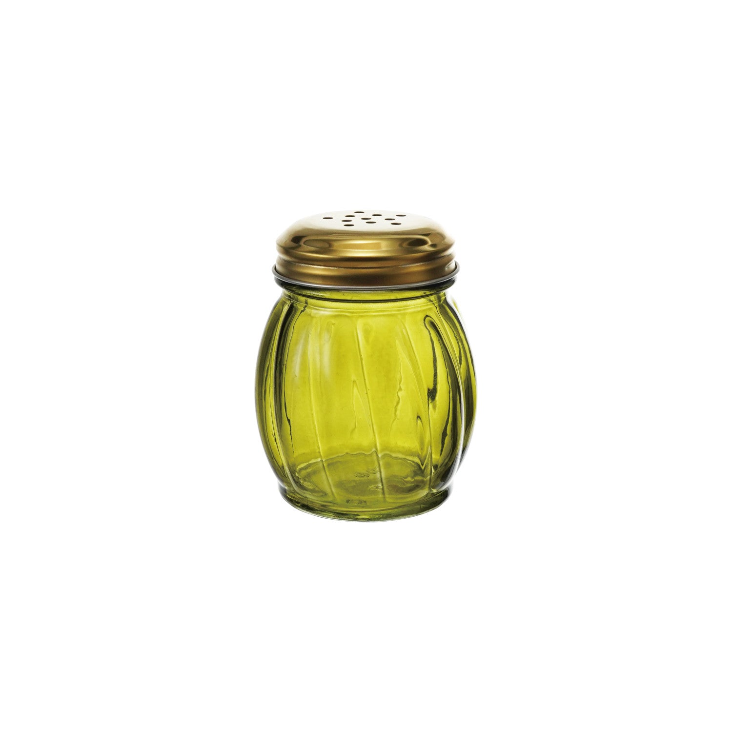 Cheese Spice Shaker w Metal Lid Olive Color Gold Finish