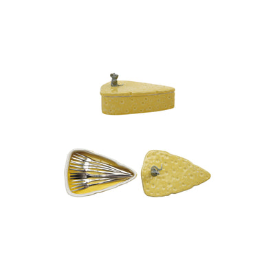Cheese Shaped Container w Lid 8 Appetizer Forks Set