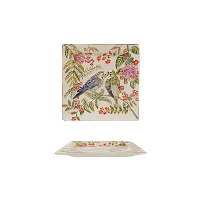 Dish with Parakeets