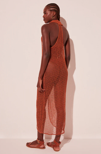 Caramel Crochet Halterneck Midi Cape