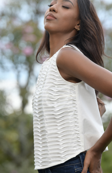 Popelina Top Ivory