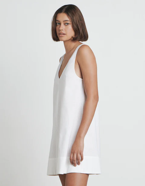 The V-Neck Mini Dress White