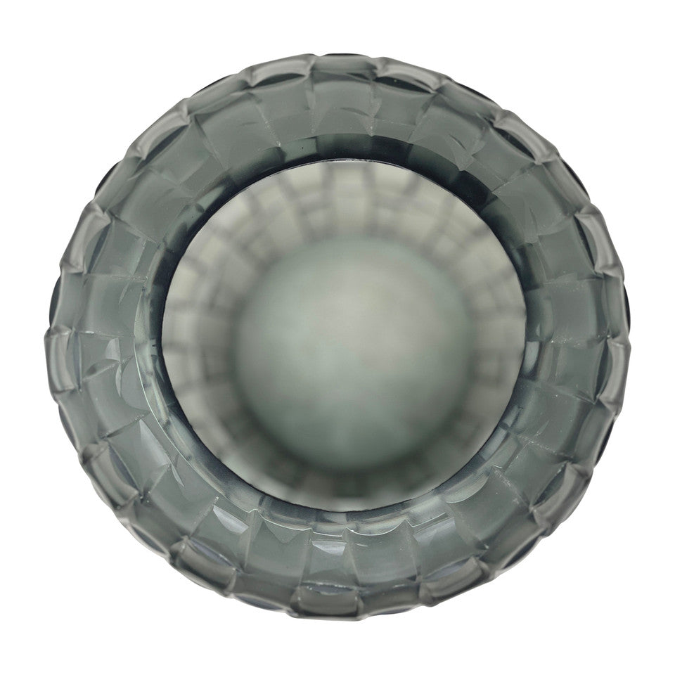 Jordan Glass 9"Woven Finish Vase Gray