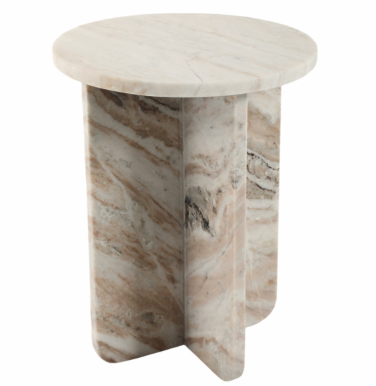 Belliso Rounded Marble Table Brown 18inch