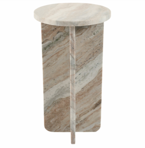 Belliso Rounded Marble Table Brown 22inch