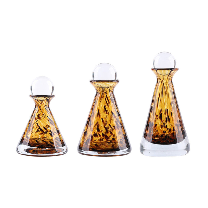 10" Veneta Brown Art Glass Bottles L