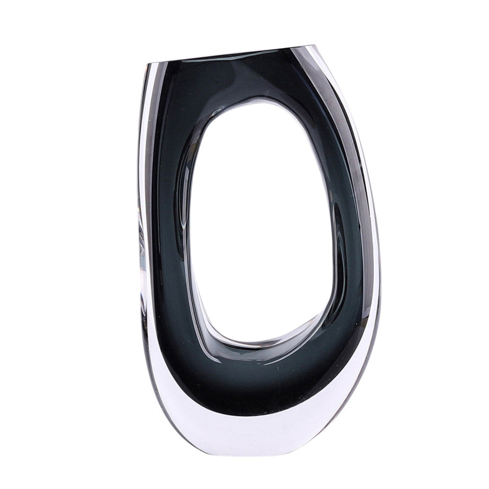 13" Elina Cut out Black Glass Vase