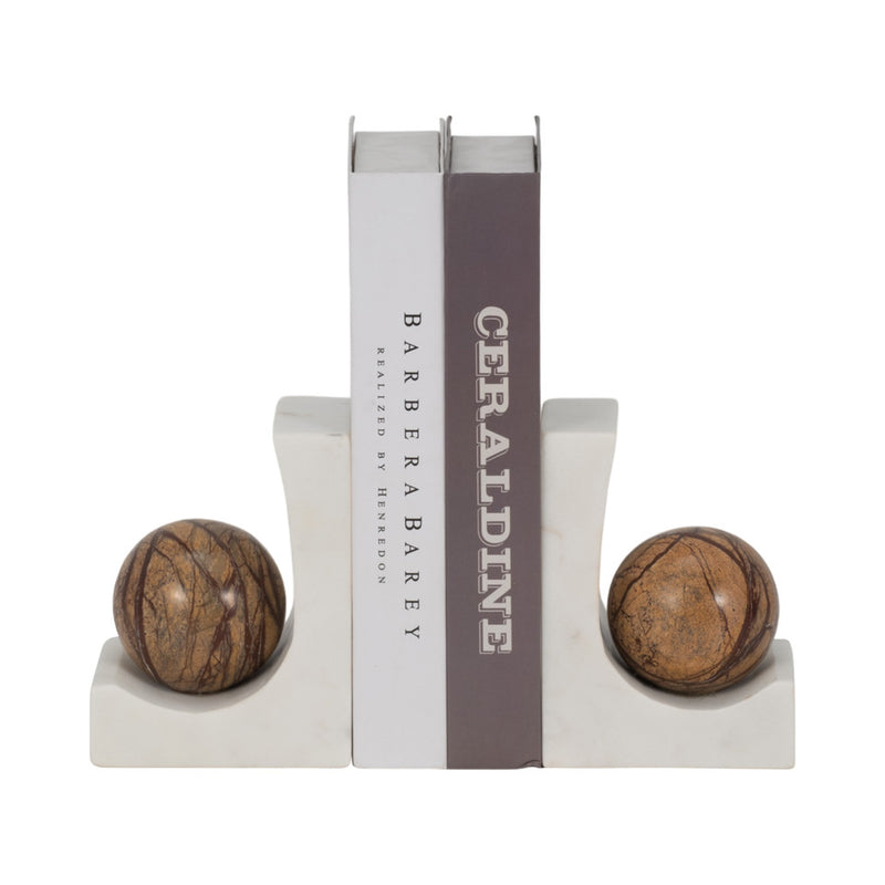 Rikard Marble Bookend White Brown