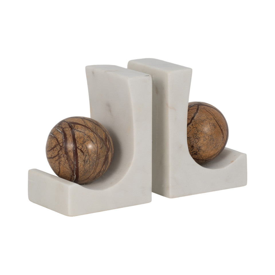 Rikard Marble Bookend White Brown