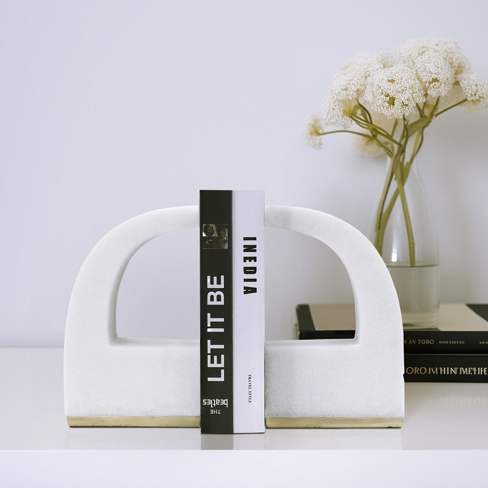 Quote Bookends White 10 inch