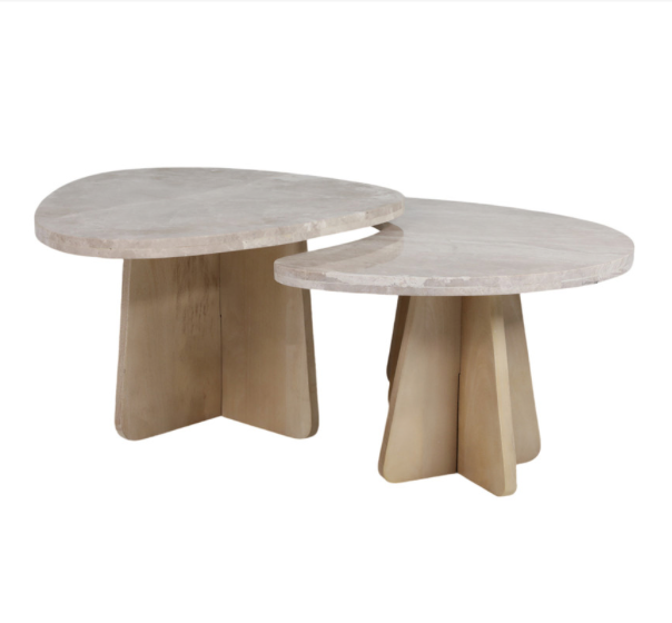 Curvus Marble and Wood Coffe Table