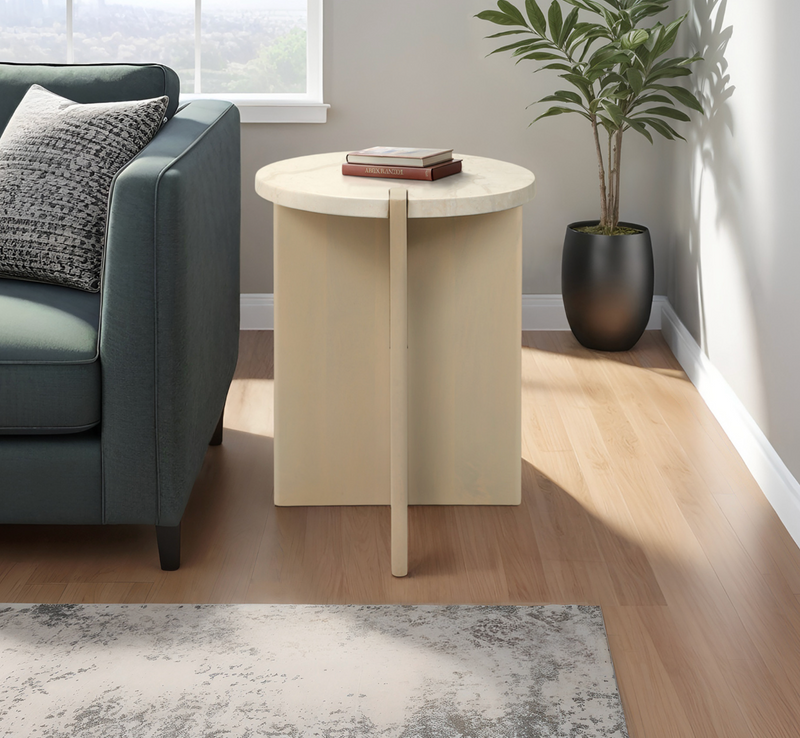 Connley Medium Marble and Wood Accent Table 24inch