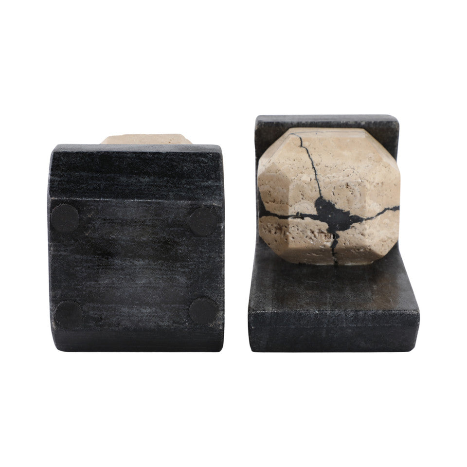 Gorda Crackle Travertine and Marble Bookend