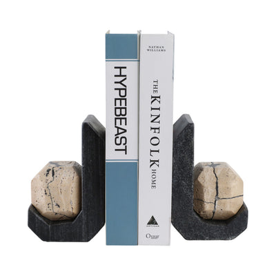 Gorda Crackle Travertine and Marble Bookend