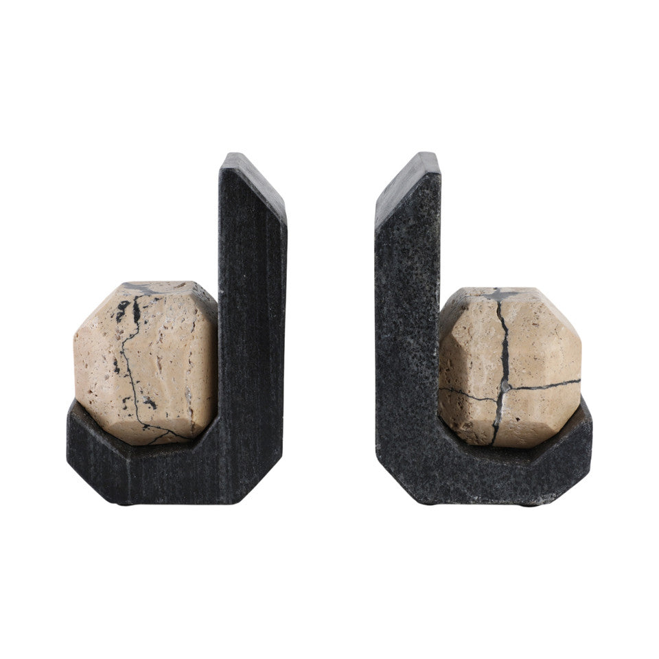 Gorda Crackle Travertine and Marble Bookend