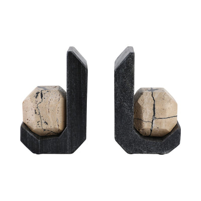 Gorda Crackle Travertine and Marble Bookend