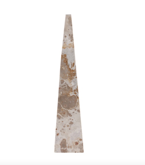 Pompano Large Beige And White Marble Pyramid 18in