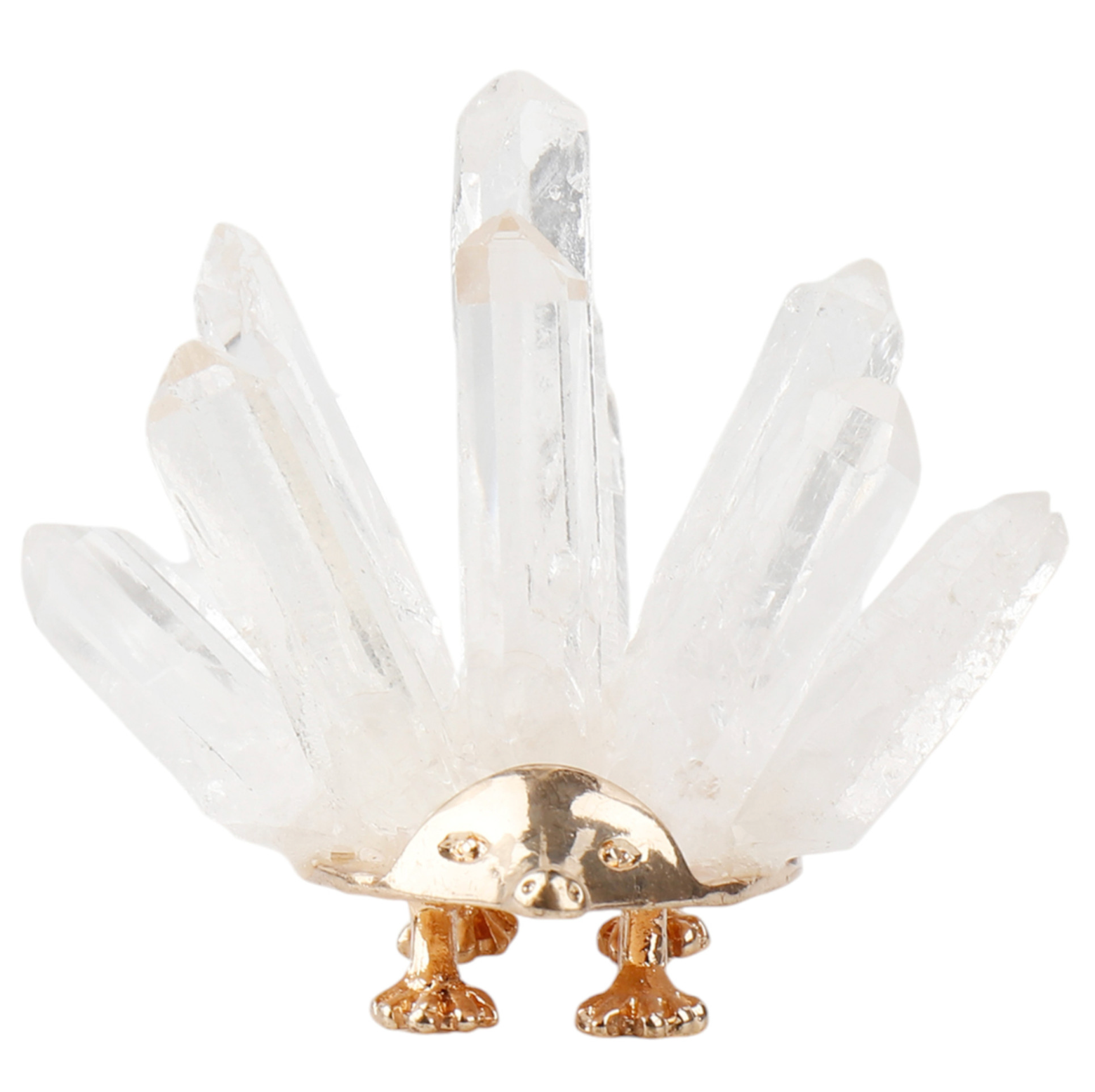LAURIA QUARTZ CRYSTAL POINT HEDGEHOG, WHT/GLD
