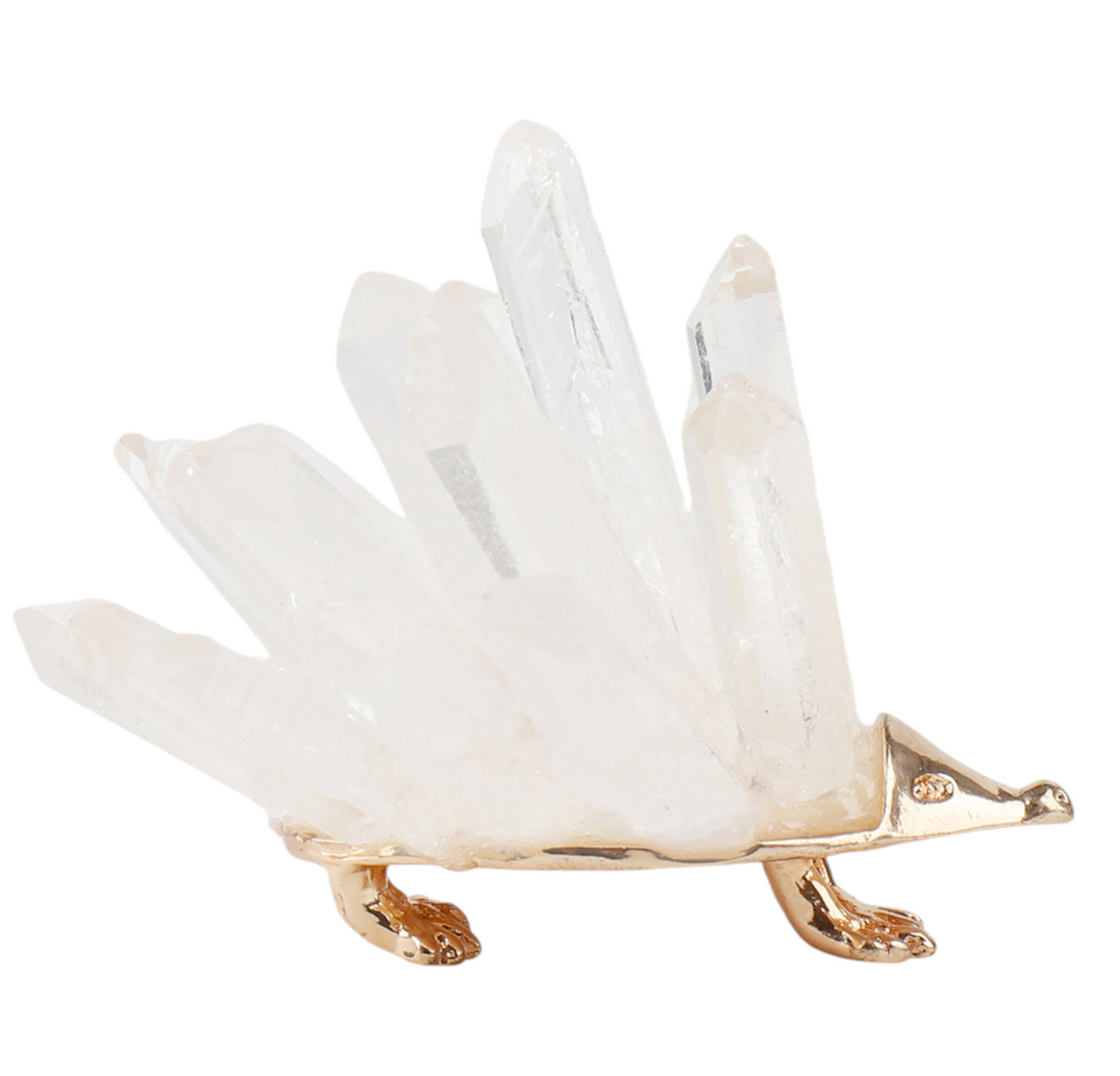 LAURIA QUARTZ CRYSTAL POINT HEDGEHOG, WHT/GLD