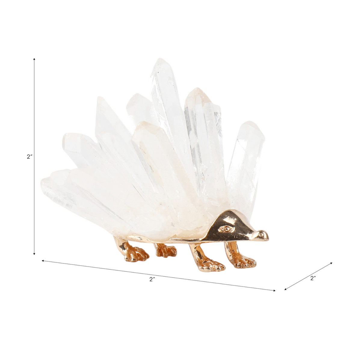 LAURIA QUARTZ CRYSTAL POINT HEDGEHOG, WHT/GLD