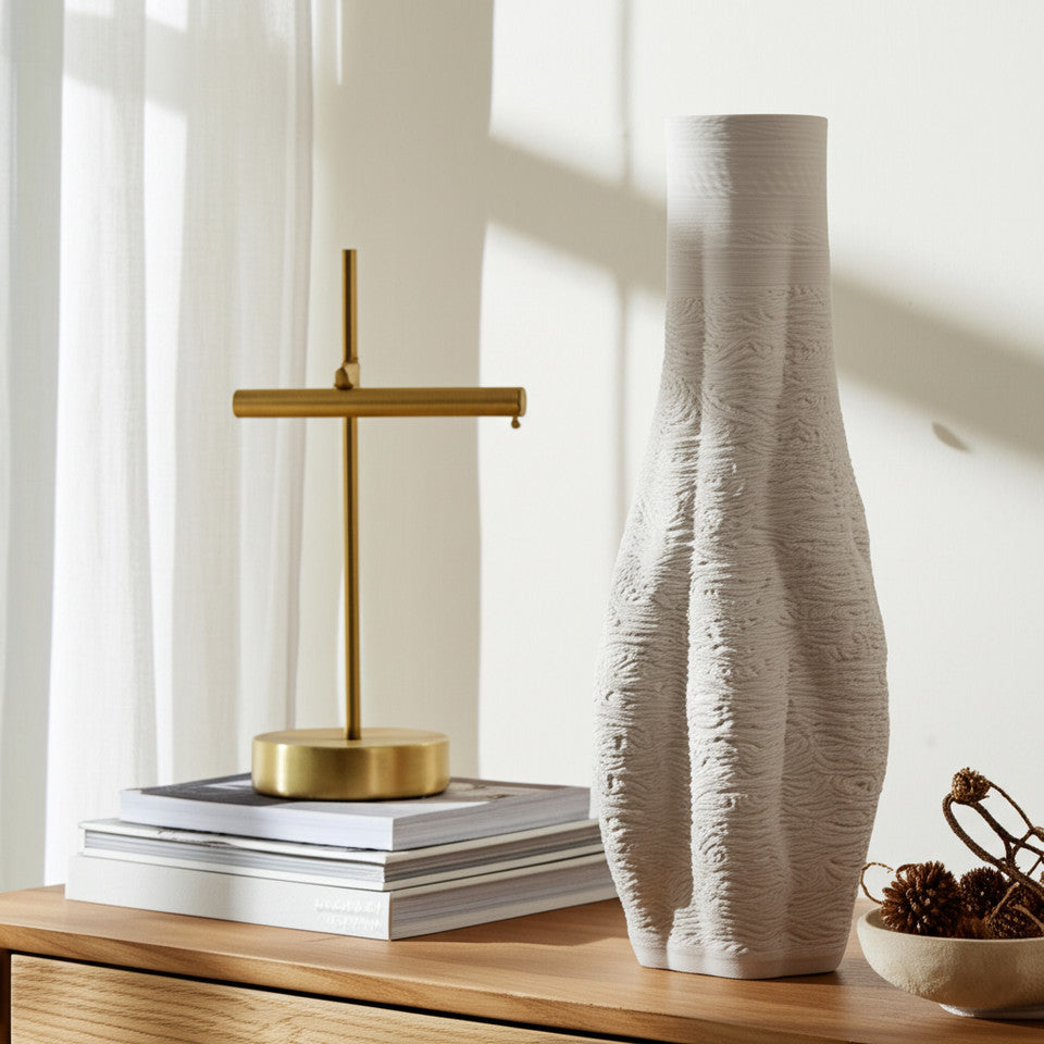 Equilibrium Printed Vase 3D White L