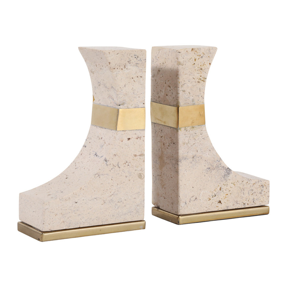 Collassa Travertine Bookend Tan