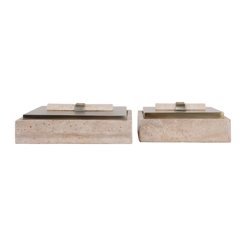 Collassa Travertine And Metal Boxe Gol