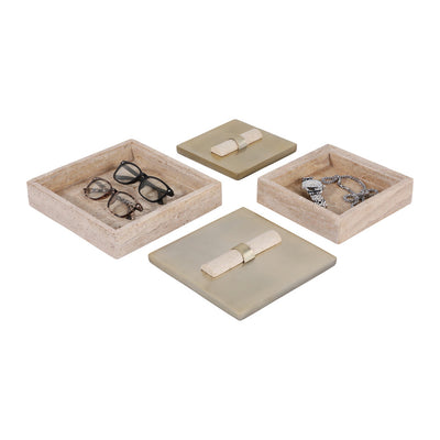 Collassa Travertine And Metal Boxe Gol