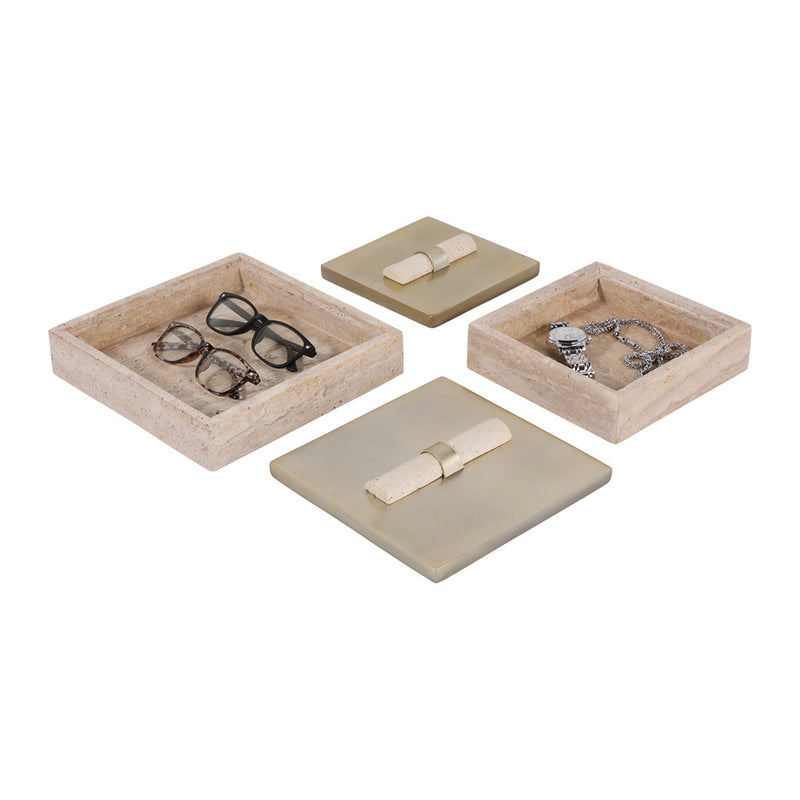 Collassa Travertine And Metal Boxe Gol