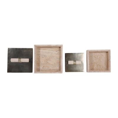 Collassa Travertine And Metal Boxe Gol