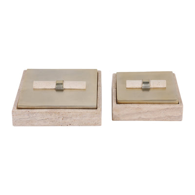 Collassa Travertine And Metal Boxe Gol