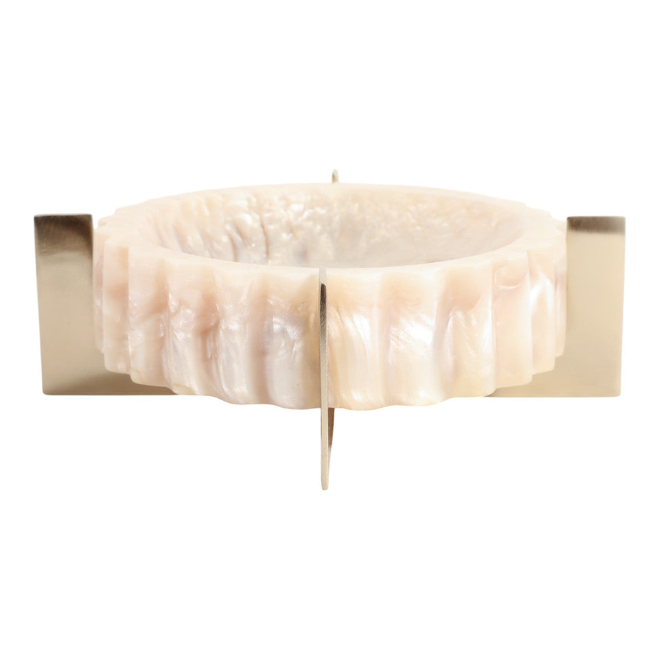 Cecil White Mica Resin Jewelry Bowl