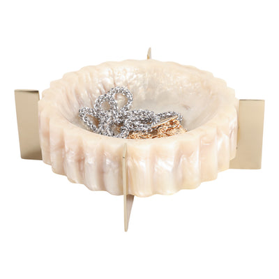 Cecil White Mica Resin Jewelry Bowl