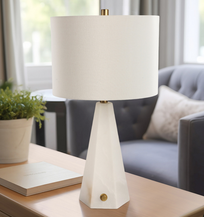 Laurel Alabaster Table Lamp White