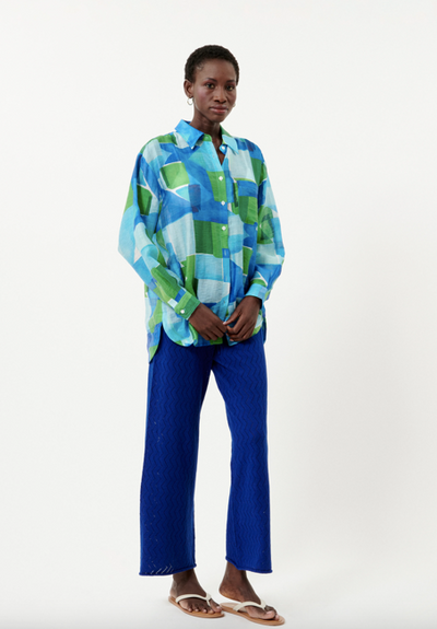 Carla Shirt Geo Blue