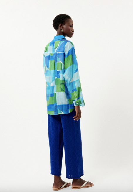 Carla Shirt Geo Blue