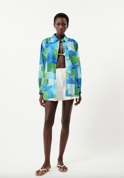 Carla Shirt Geo Blue