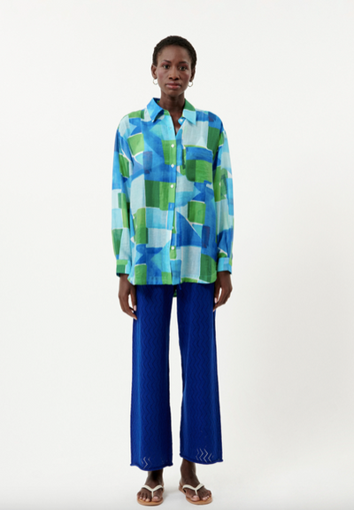 Carla Shirt Geo Blue