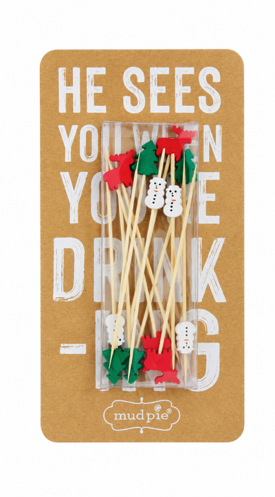 Bar Cocktail Stirrers Tree Reindeer
