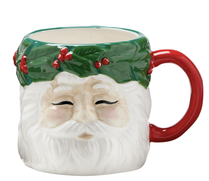 Vintage Santa With Wreath Mug