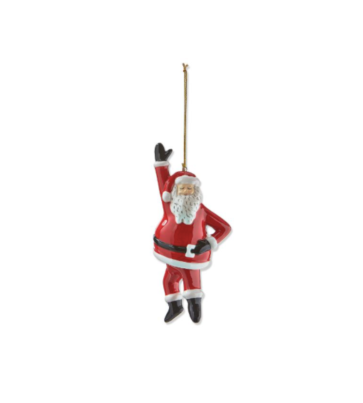 Dancing Santa Hand up Ornament Red