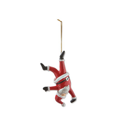 Dancing Santa Handstand Ornament Red