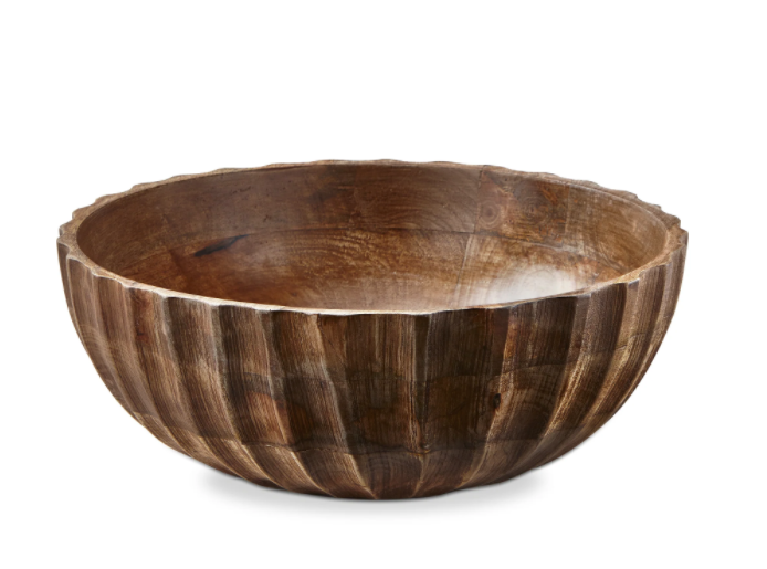Fluted Wood Bowl Large