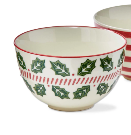 Snack Bowl Green Holly Leaves