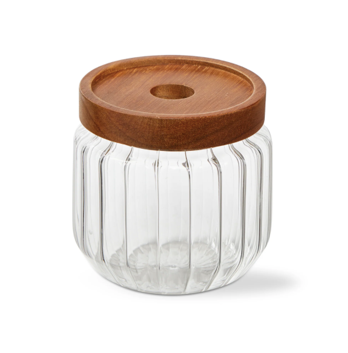Ribbed Glass Canister Small