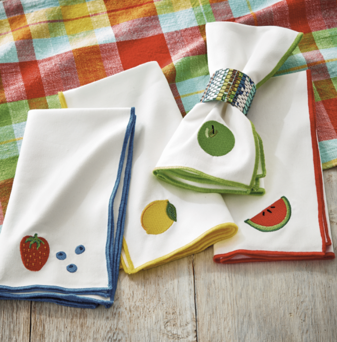 Fresh Pick Embroidered Napkin Set Of 4