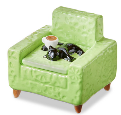 Black Cat Chair Lidded Trinket Box