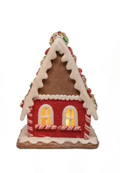 Santa Gingerbread Houses Red Brown